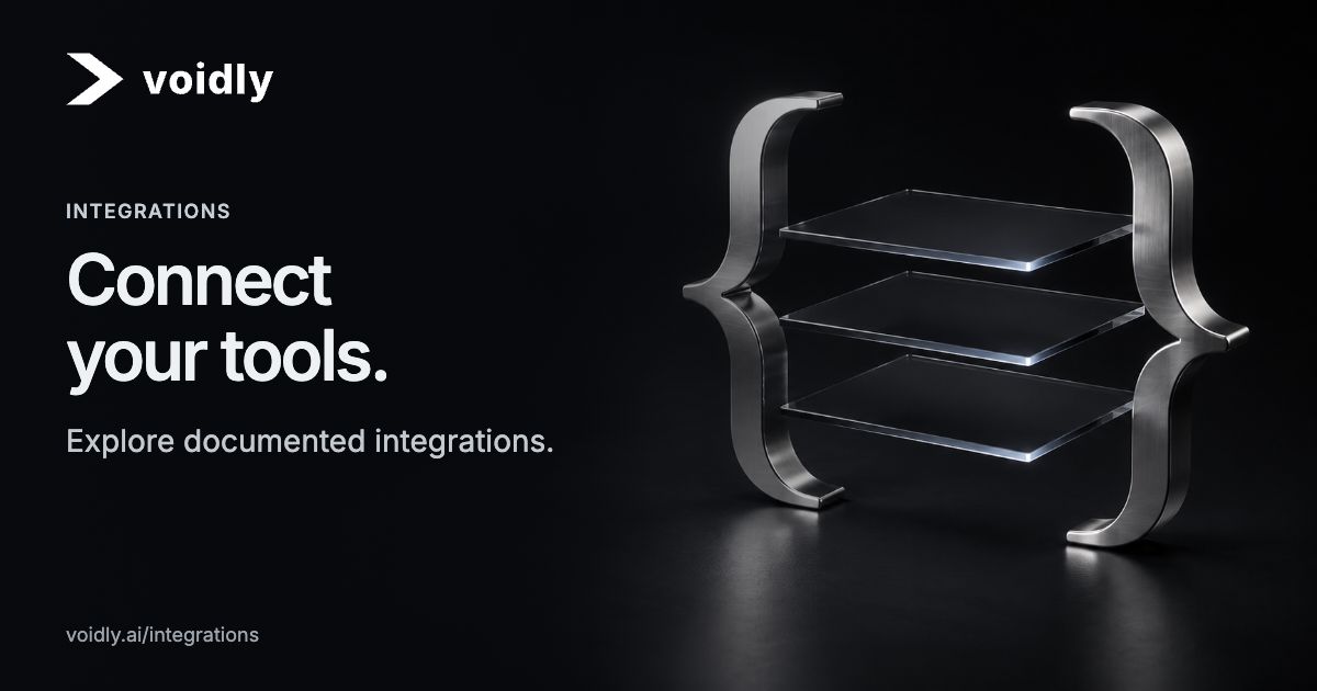 Voidly — Integrations. Connect your tools. Explore documented integrations.